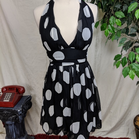 Forever 21 Dresses & Skirts - Black & White Polka-dot Halter Dress by Twenty One
